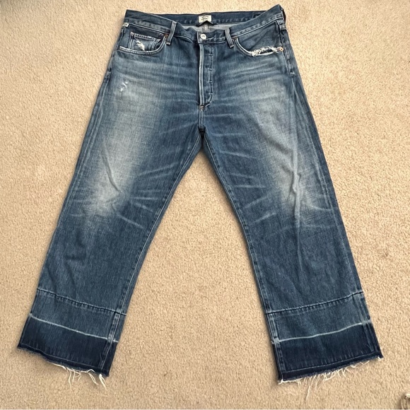 Citizens of Humanity Cora Crop Relaxed Undone Hem Premium Button Fly Jeans - Picture 3 of 12